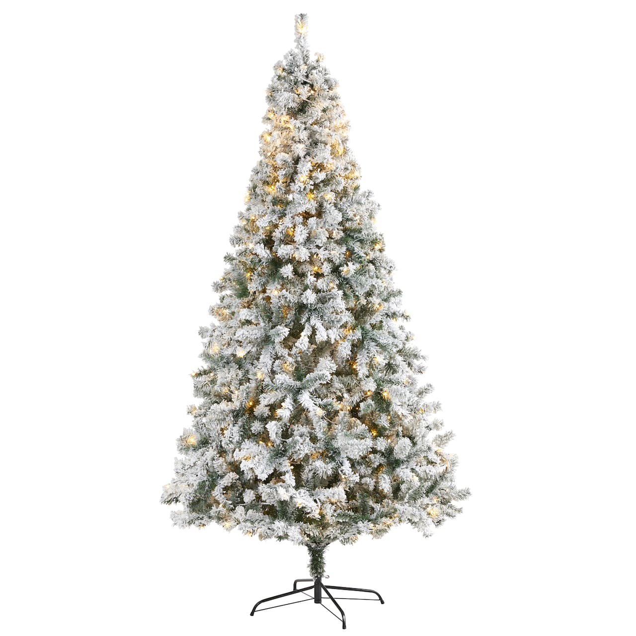 8ft. Pre-Lit Flocked Rock Springs Spruce Artificial Christmas Tree with Clear LED Lights